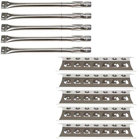 Hisencn Replacement Repair Kit for Master Forge 5 Burner 2518-3, 3218LT, 3218LTN, L3218 Gas Grill Models, BBQ Grill SS Pipe Burners Tube, Heat Shield Tent Plate Parts