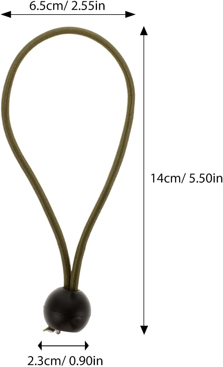 10pcs Military Green 15cm Ball Bungee Cords Elastic Tarp Tie Downs Small Bungee Ropes for Tent and Outdoor Camping