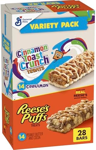 Cinnamon Toast Crunch and Reese's Puffs Cereal Treat Bars, 28 ct