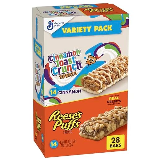 Reese's Puffs and Cinnamon Toast Crunch, Breakfast Bar Variety Pack, 28 Bars