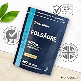 Folsäure 400 µg Tabletten | 1 Jahr Vorrat - 400 Vegane Tabletten | Optimal Vitamin B9 mit Vitamin B12 | von Horbaach