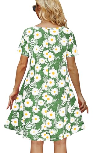 Image of Casual Summer Dresses for Women Beach Sun Dress Short Sleeve Tshirt Dress with Pockets