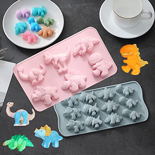 Jello Mold Dinosaur, Food Grade Silicone Molds, 3D Dinosaur Cavity Candy Molds Suitable For Kid Diy Chocolate Cookies Pudding Jelly Candy Ice Cube Christmas Cake Decorations Tools (2 Pack) #TOP3