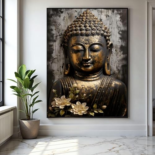 Tableau sur toile Bouddha antique finition dorée haute qualité