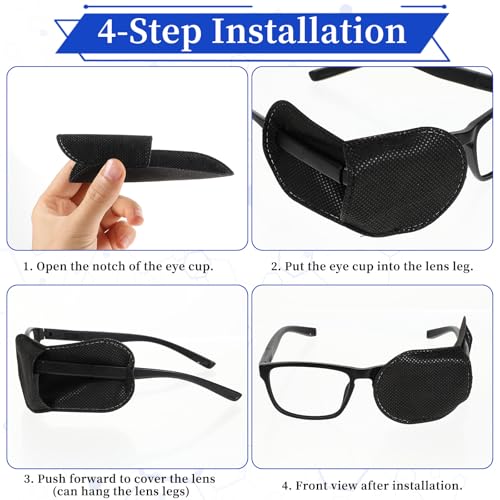 image for Aiyorse 6 Pcs Eye Patches for Adults Kids, Black Eye Patch Reusable So