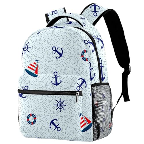 Sac à dos d'école motif voilier 29x20x40cm pour ados et filles
