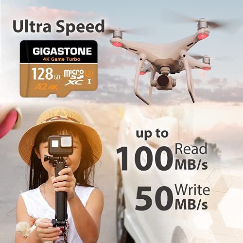 Gigastone 4K Game Turbo 128GB MicroSDXC Speicherkarte und SD Adapter mit A2 App-Leistung bis zu 100/50 MB/s, Kompatibel mit Switch, UHS-I U3 Klasse 10 (5 Jahre kostenlose Datenwiederherstellung) – Bild 3