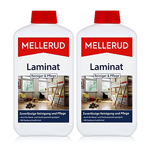 Mellerud Laminat Reiniger & Pflege 1L - Auch für Wand- und Deckenpaneele geeignet - Mit Kantenschutzformel (2er Pack)