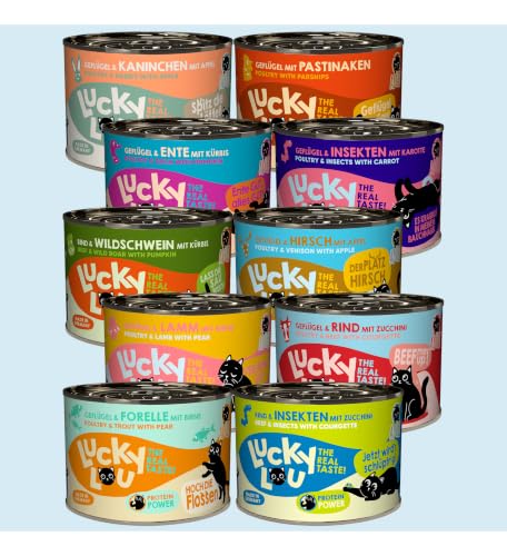 Lucky Lou Lifestage Mix-Paket 30 x 200g - hochwertiges Katzenfutter nass mit viel Protein, Nassfutter getreidefrei & ohne Zucker für Katzen