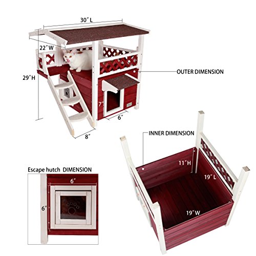 Petsfit 2-Story Outdoor Weatherproof Cat House/Condo/Shelter with Stair