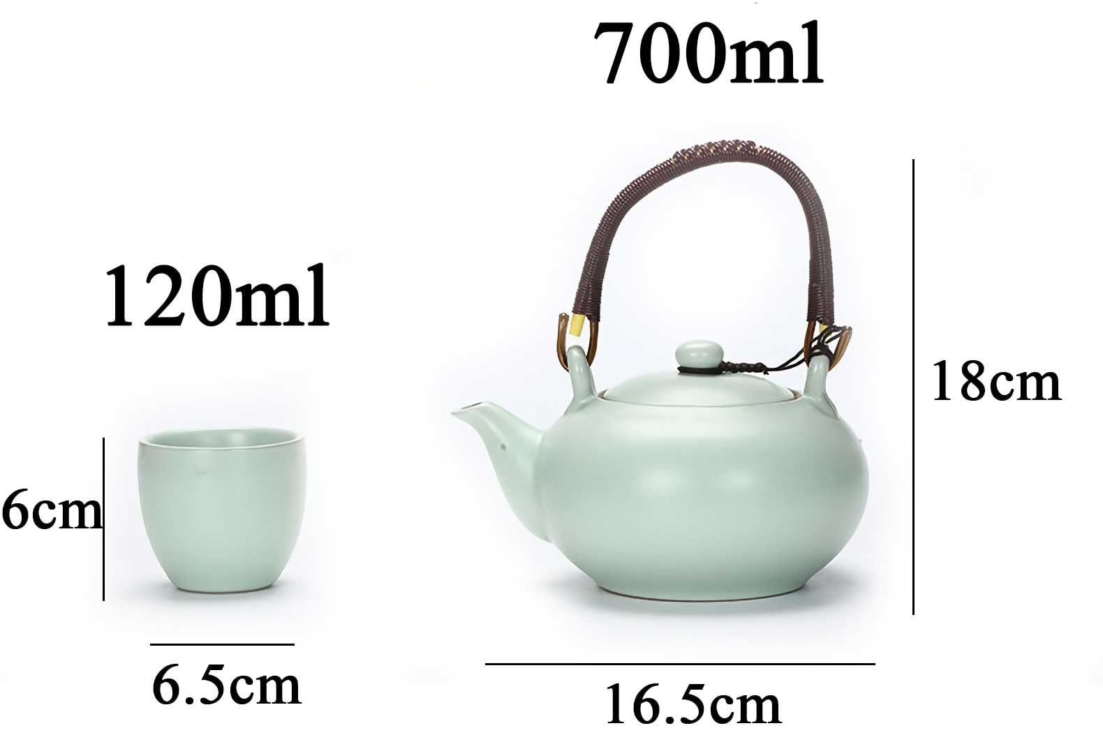 Webao Theeset Chinese theeservies van keramiek, 600 ml theepot en 6 kopjes 120 ml Kungfu theeservices, ovenveranderd glazuur Aziatische theepot voor theeliefhebbers, roze