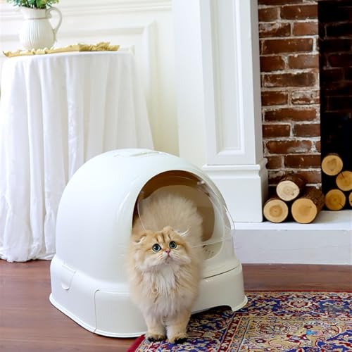Arenero cerrado para gato con tapa y mango gris miniatura 4