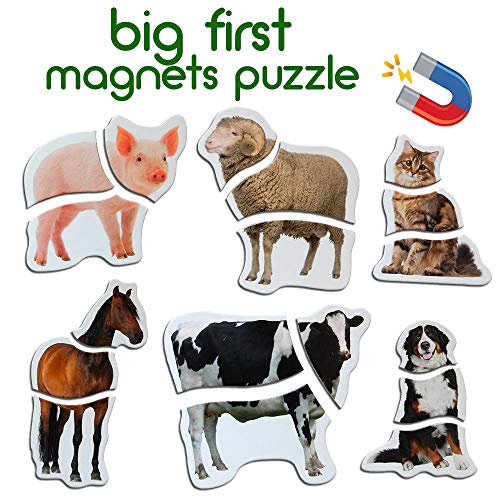 MAGDUM Magnetic Farm Photo 6 Large Realistic Baby Puzzles for Boys Girls - Animals Puzzles Toys for 3 Years Old - Educational Baby Puzzles Toys - Learn Farm Animals - Jigsaw Baby Puzzles