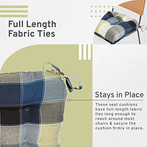 Arlee Polyester,Micro Fiber Chair Pads, 4 Count (Pack of 1), Blue - Thumbnail 4