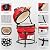 ROVSUN 13IN Red Spherical Ceramic Charcoal Grill with Inner Liner, Portable BBQ Smoker for Outdoor Cooking, Camping, and Backyard Grilling