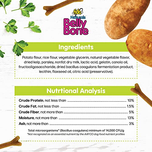 Fido Belly Bones For Dogs, Yogurt Flavored Medium Dog Dental Treats - 8 Treats Per Pack (3 Pack) - For Medium Dogs (Made In Usa) - Plaque And Tartar Control For Fresh Breath, Digestive Health Support #TOP6