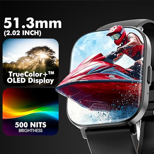 Image of Nervfit Fuel Pro S2 Premium Smartwatch with 2.02 inch TrueColor+ Display, BT Calling, AI Voice Assistant, Waterproof, Heart Rate & SpO2 Monitoring, and 100+ Sports Modes (Midnight Black Silicone)