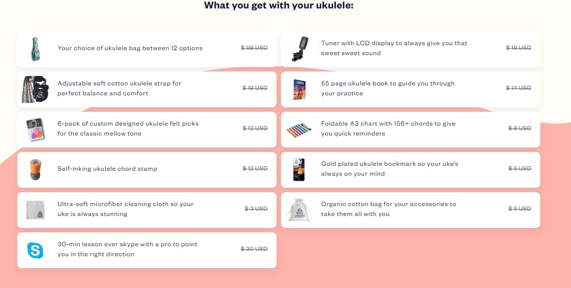 (Concert) - Ukulele Starter Kit (15-FREE-Bonuses) Mahogany Uke, Compression Sponge Case, Aquila Strings, Felt Picks, Tuner, Chord Stamp, Chord Chart, Leather Strap, Live Lesson & More