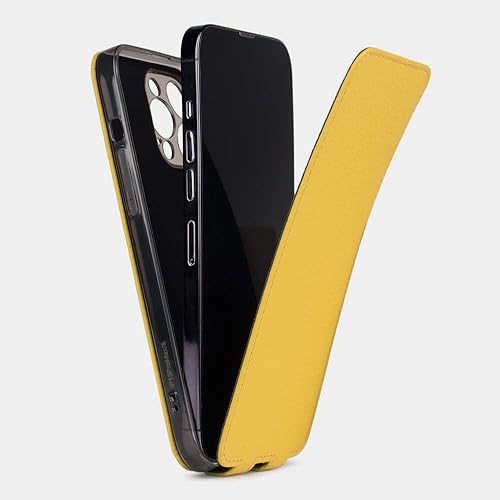 Miniatura 2 de Marcel Robert - Funda de piel tipo cartera para iPhone 13 Pro - Modelo patentado - Ultra fina - Fabricado en Francia -  Amarillo