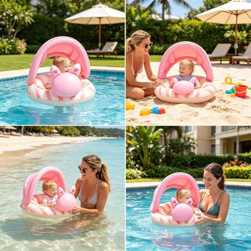 Piscina inflable infantil con capucha de sol para evitar quemaduras en días de verano 5