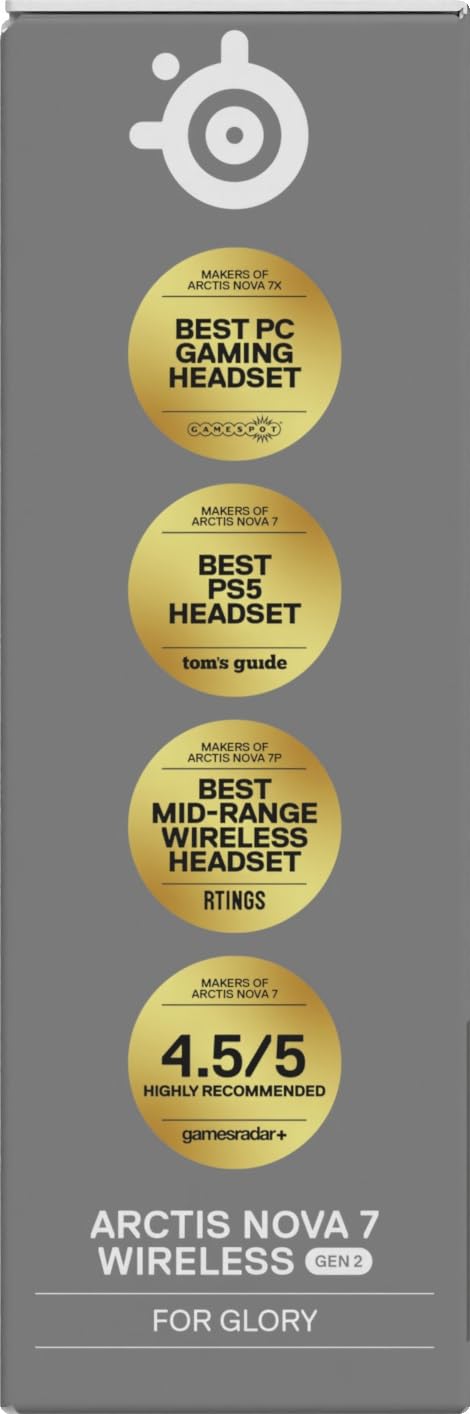 SteelSeries Arctis Nova 7 Wireless Gen 2 do gier -sterowanie aplikacją w czasie rzeczywistym - 50H + -przetworniki magnetyczne z magnesem neodymowym -miks 2,4 GHz/Bluetooth - PC,PS5, Switch 1/2,mobile