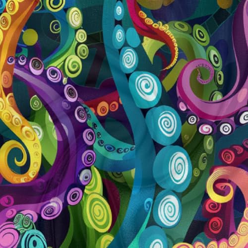 Colorful Octopus Tentacle Square Head Scarf for Women Hair Scarf Fashion Lightweight Silk Like Scarves Neckerchief Hair Wrap Neck Scarf 23.6''x23.6''3