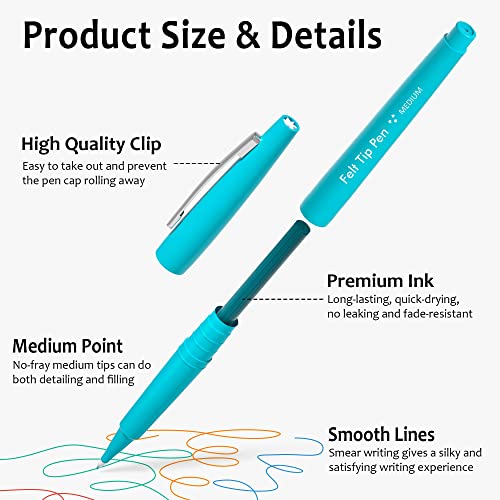 Lelix 40 Colors Felt Tip Pens With Case, Colored Pens, Medium Point Felt Pens, Felt Tip Markers Pens For Journaling, Writing,Drawing, Note Taking, Planner, Perfect For Art Office And School Supplies #TOP3