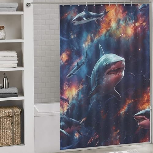 Rideau de douche requin en polyester lavable 152x183cm - 2