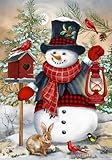 Snowman And Friends Winter Garden Flag Birdhouse Lantern Cardinals 12.5' x 18' Briarwood Lane