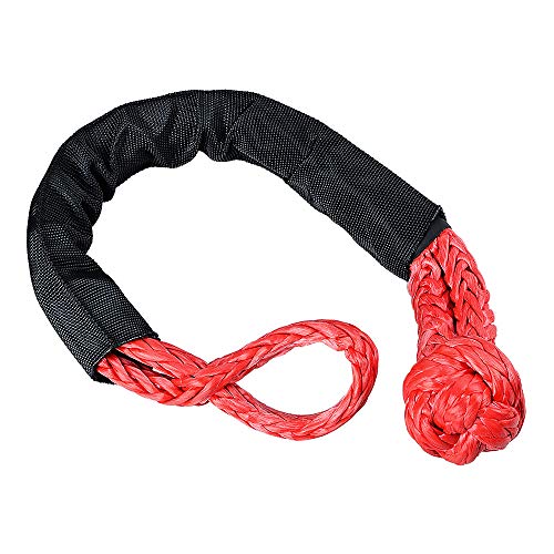 image for Anzio 2X Black Red Soft Shackle Rope Synthetic 38,000 lbs Breaking Str
