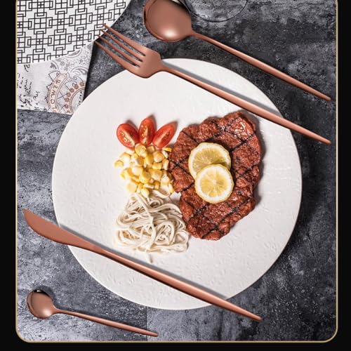 Image of Stainless Steel Flatware Set - 24 Pieces (Pack of 24)| Rose Gold Cutlery Set for 6| Knife, Fork & Spoon Dinnerware Tableware Set for Home, Kitchen - Rose Gold