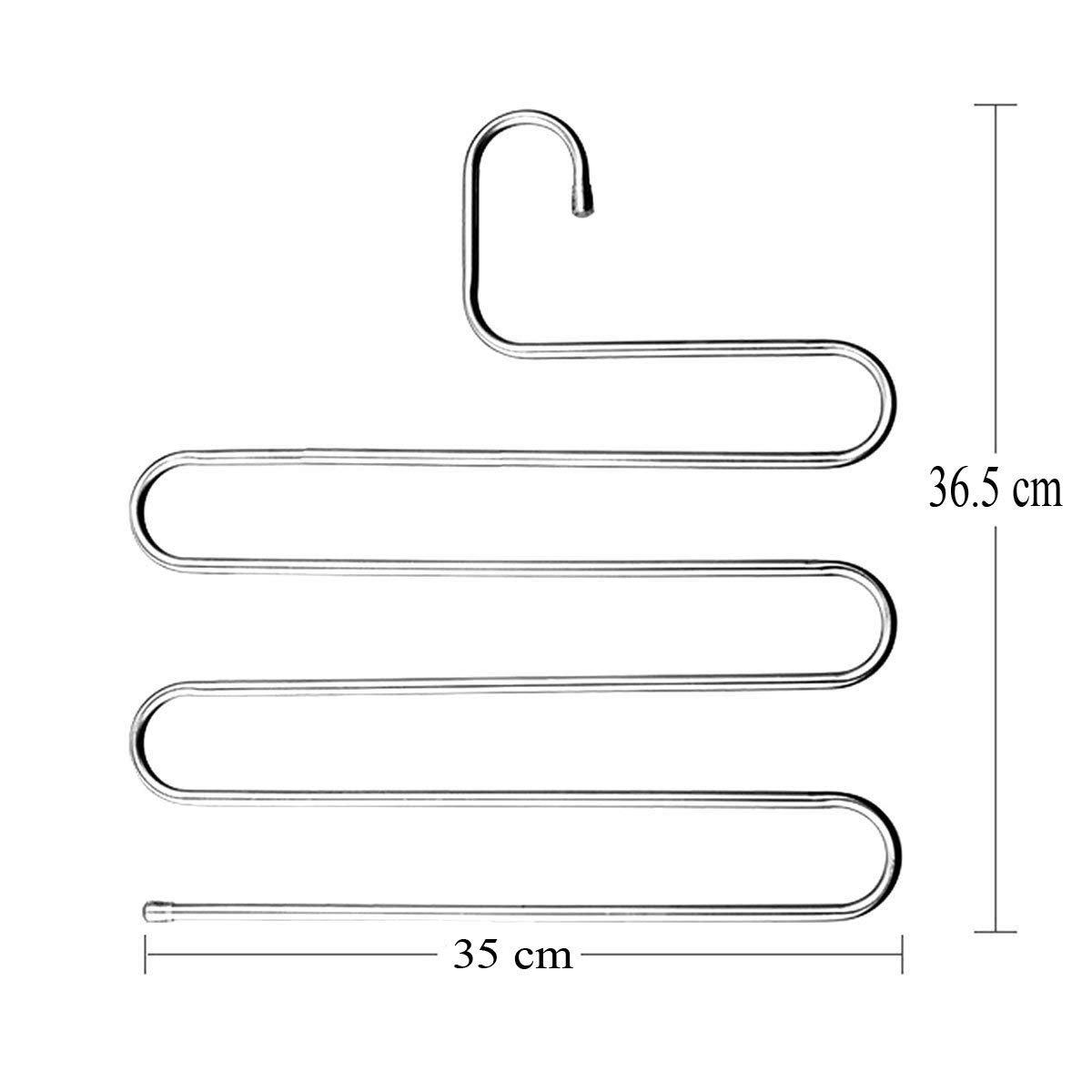Pindia Hosenbügel, S-Form, Edelstahl, 5-lagig, platzsparend, 2 Stück