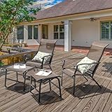 NUU GARDEN Set of 2 Patio Chaise Lounges Chair, Recliner Chairs with Ottoman, All-Weather Textilene Chaise Lounge with Metal Frame, Outdoor Lounge Chairs for Backyard, Garden, Deck, Brown