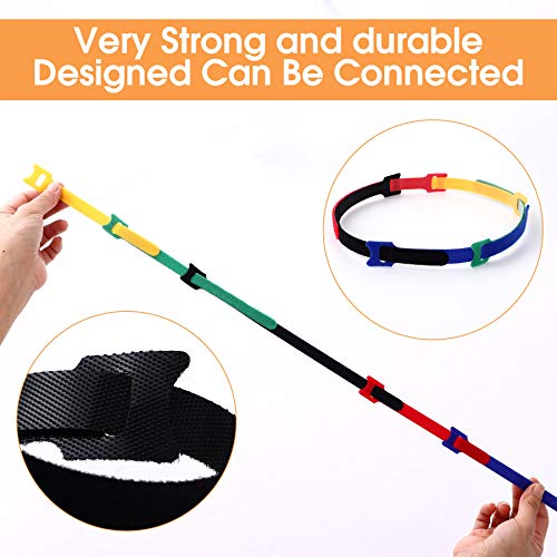 Ainuowei 80 Pcs Reusable Fastening Cable Ties 3 Sizes 6/8/10 Inch Adjustable Cord Ties Cord Straps Cable Organizer Hook And Loop Ties For Cord Management，5 Colors #TOP6