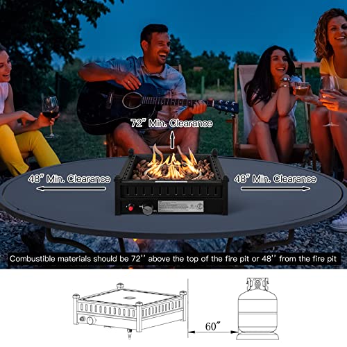 Giantex Outdoor Tabletop Fire Pit - 16.5 Inch Propane Fire Pit, 40,000 Btu Outdoor Gas Firepit W/ 2” Umbrella Hole, Removable Lid, Simple Igniting System, Lava Rocks & Tank Seat, Fire Pit For Tables #TOP1