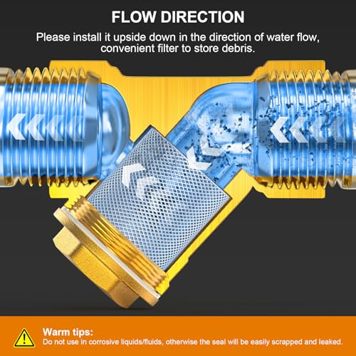 Image of GASHER 2PCS Brass 3 /4 inch Female Y Strainer Mesh Filter Valve for Water Oil Separation