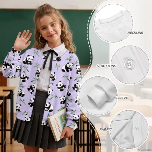 Image of Girls Cardigans Sweater Long Sleeve Crew Neck Button Down Sweaters School Outerwear for Kids Fall Winter Tops