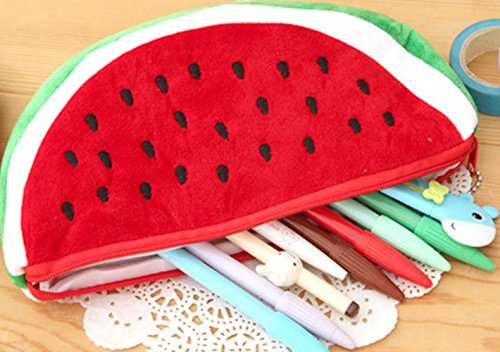 Funny Live Soft Plush Big Volume Watermelon Pencil Case Cosmetic Makeup Pouch Coin Bag (Red) #TOP4