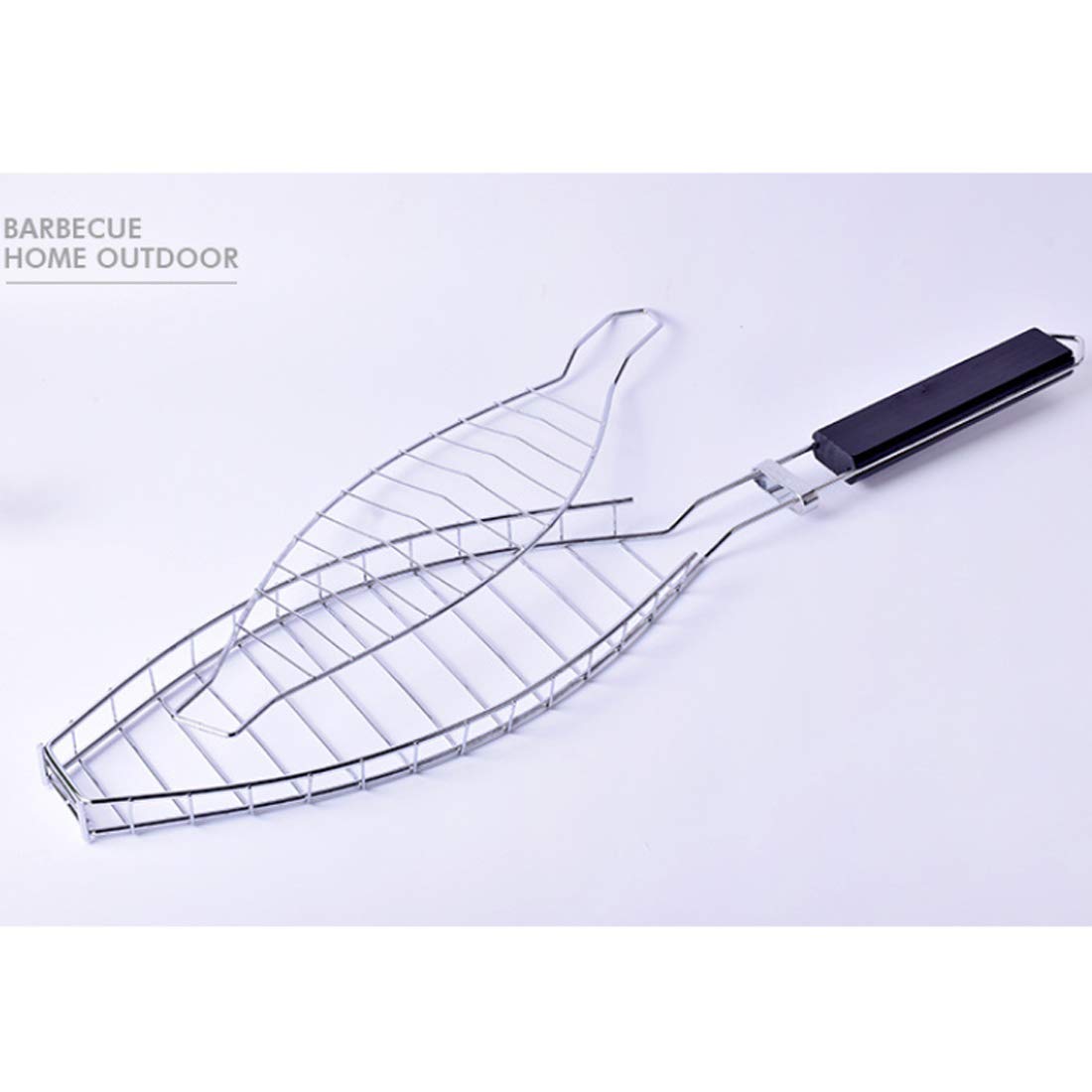 Cesta para parrilla de pescado para barbacoa, cesta portátil para parrilla de barbacoa, cesta para asar de acero inoxidable, herramienta para barbacoa, parrilla con cable con mango de madera, herram