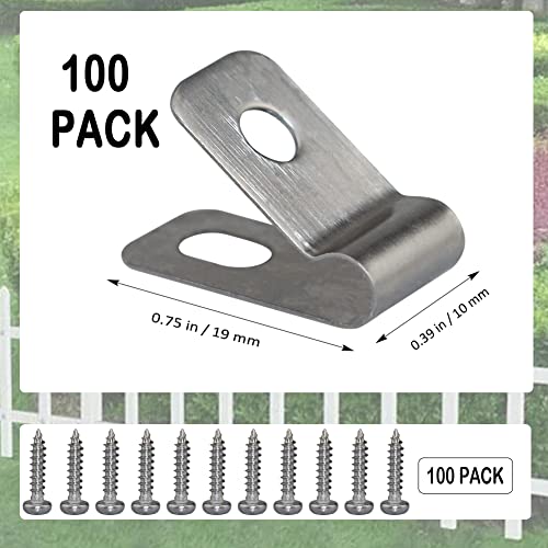 Wire Fence Clips 100 Pcs Fence Wire Clamps Stainless Steel Fencing Mounting Clips With 100 Pcs Stainless Steel Screws For 12-16 Gauge Welded Wire To Wood, Metal Or Vinyl Fence (100 Pcs) #TOP5