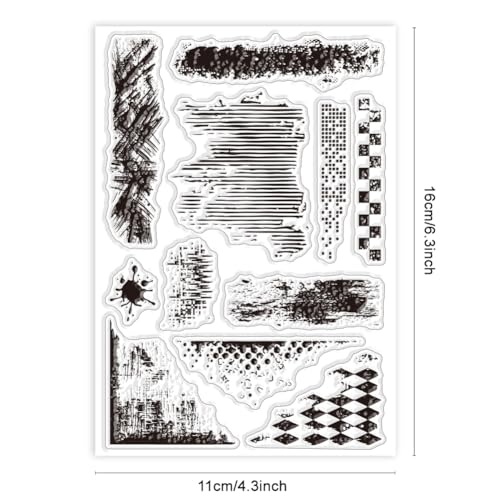 GLOBLELAND Vintage Texture Background Clear Stamps for Cards Making Retro Mark Background Silicone Stamp Texture Transparent Stamp for DIY Scrapbooking Photo Album Journal 4.33x6.3inch