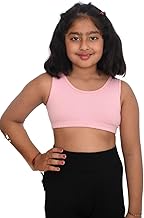 Strap-Free Girls Sports Bra, Soft Cotton Stretch Beginner Bra for Teens, No Hook No Wire, Lightweight Pull-On Bra for School, Sports