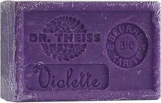 Dr Theiss - Savon de Marseille Violette - Pain de Savon au Beurre de Karité Bio et à l'Huile d'Olive Bio - Savon de Marseille Authentique - 125gr