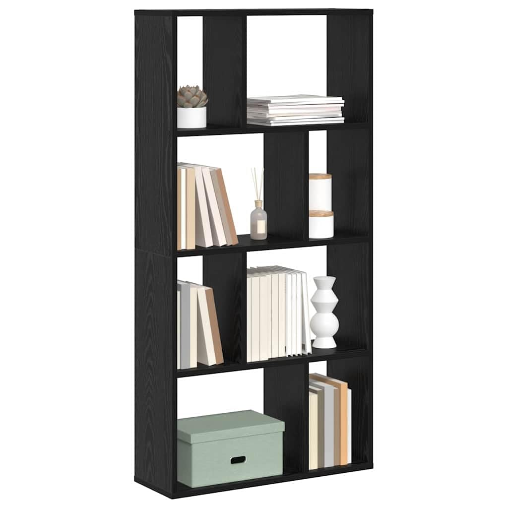 Vidaxl Black Book Cabinet Oak 60 X 20 X 102.5 Cm Engineered Wood, Modern Living Room Bookcase, Rectangular Shelf Unit, Durable Freestanding Bookshelf For Functional Storage And Stylish Decor