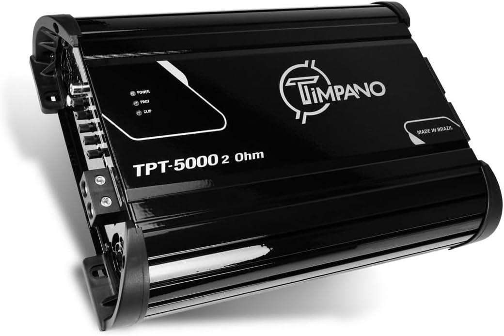 Timpano TPT-5000 2 Ohm Full Range Amplifier - 5000 Watts RMS Class D 1 Channel Amp Built-in Crossovers for Installation of PRO Audio Midbass, Midrange Loudspeakers on Car Audio Systems