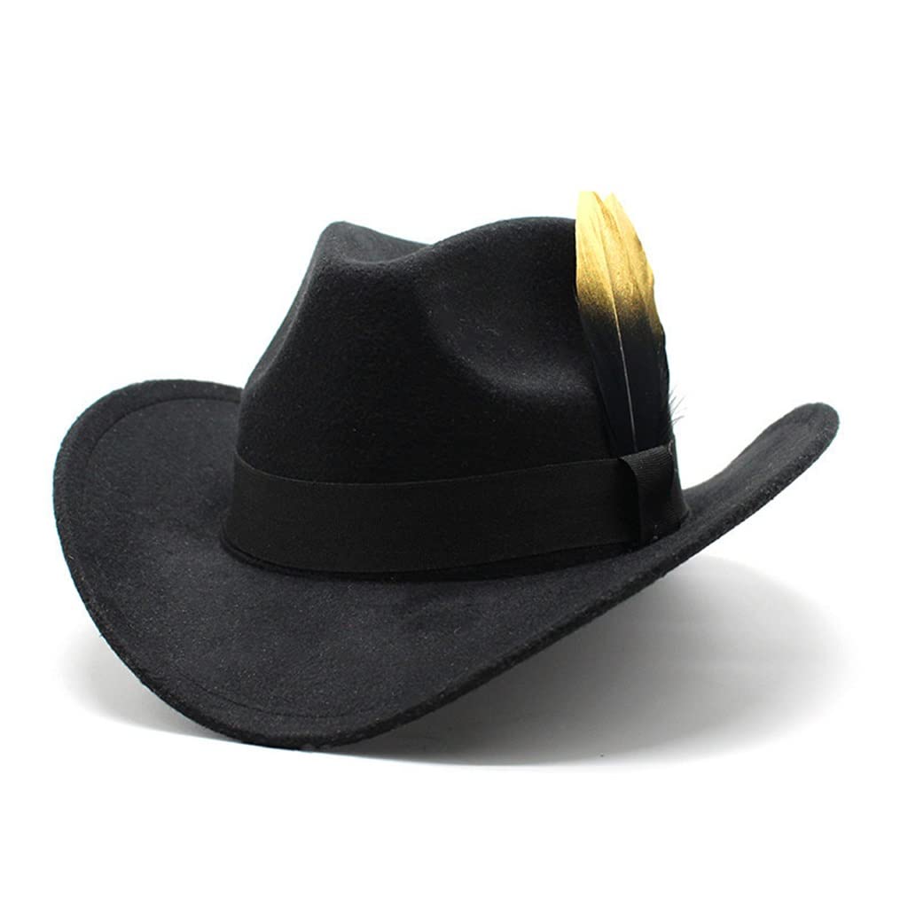 Cappello Invernale, Cappello da Cowboy Occidentale, Cappello Jazz in Lana con Piume