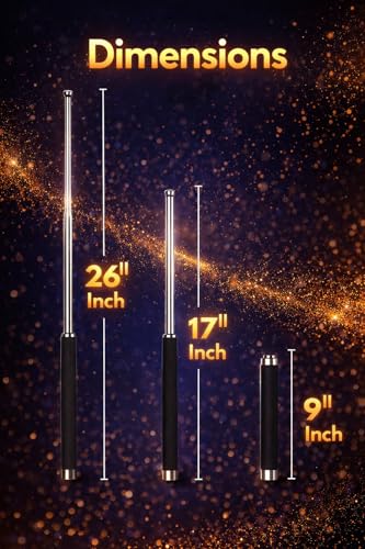Image of Stainless Steel Self Safety Stick Trekking Poles Foldable Pointer Compact Magical Extendable Wand with Comfortable Grip & Hiking Stick, Extendable Wand with Non-Slip Grip