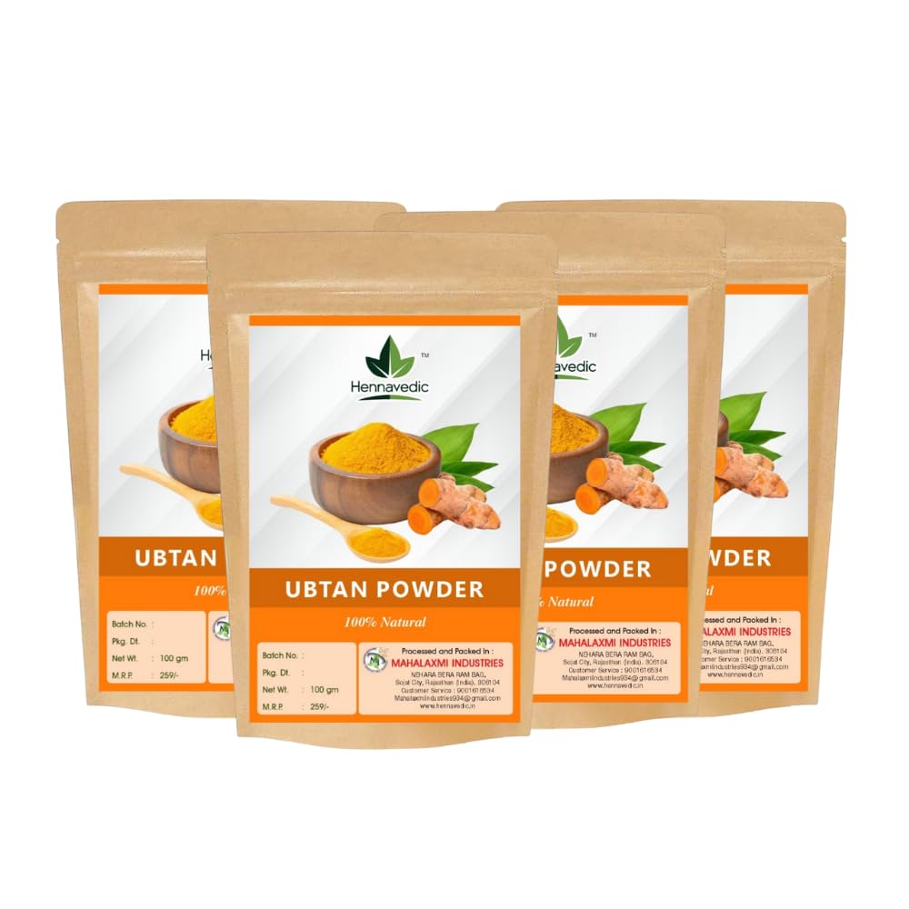 Herbal Ubtan Powder for Face & Body Care, Traditional Ayurvedic Skin Cleanser, 100% Natural Ingredients, Gentle Exfoliating Bath Powder, 100 gm (400 g (Pack of 4))-picture-51
