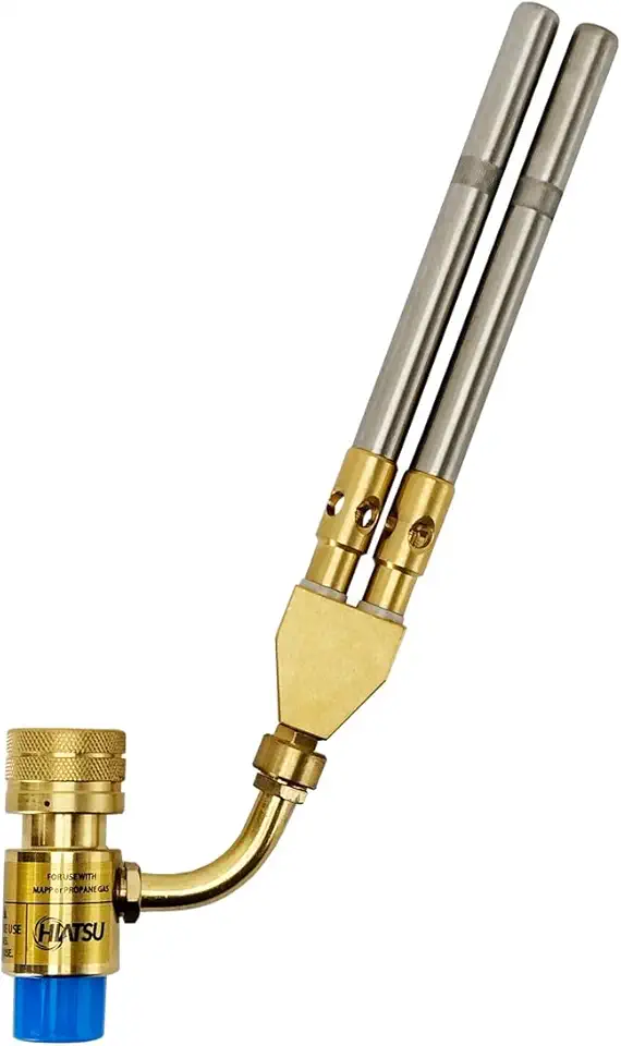 Maçarico Cano Duplo Portátil Hiatsu JH-1D2 com Regulagem de Chama Ideal para Solda, Brasagem, Aquecimento e Refrigeração Ferramenta Profissional HVAC-R Ar Condicionado Alta Temperatura Precisão