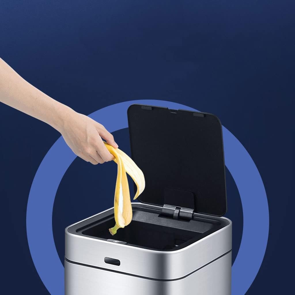Trashbin Stainless Steel Rechargeable Intelligent Automatic Induction Trash Can Household Kitchen Living Room Trash Can 10L Trash Cans